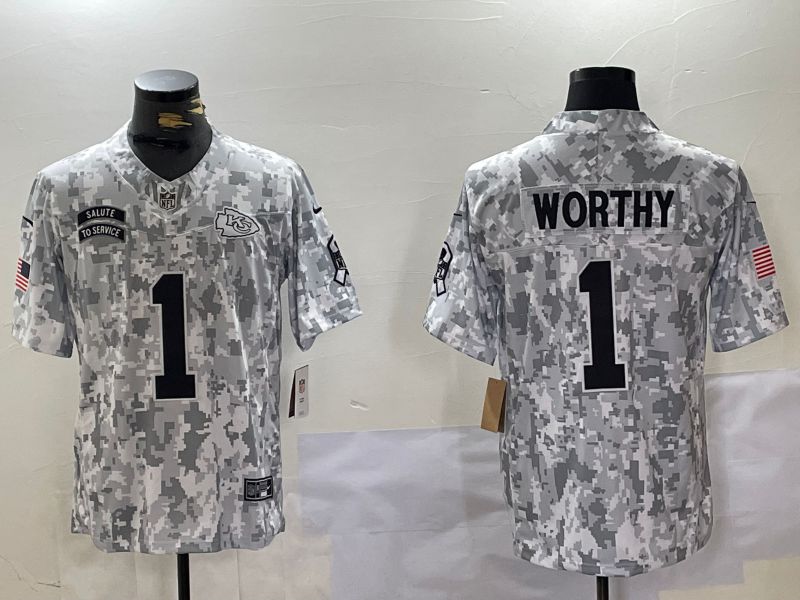 Men Kansas City Chiefs #1 Worthy Nike Arctic Camo 2024 Salute to Service Limited NFL Jersey->indianapolis colts->NFL Jersey